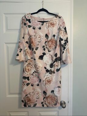 Calvin Klein Blush Floral Midi Shift Dress